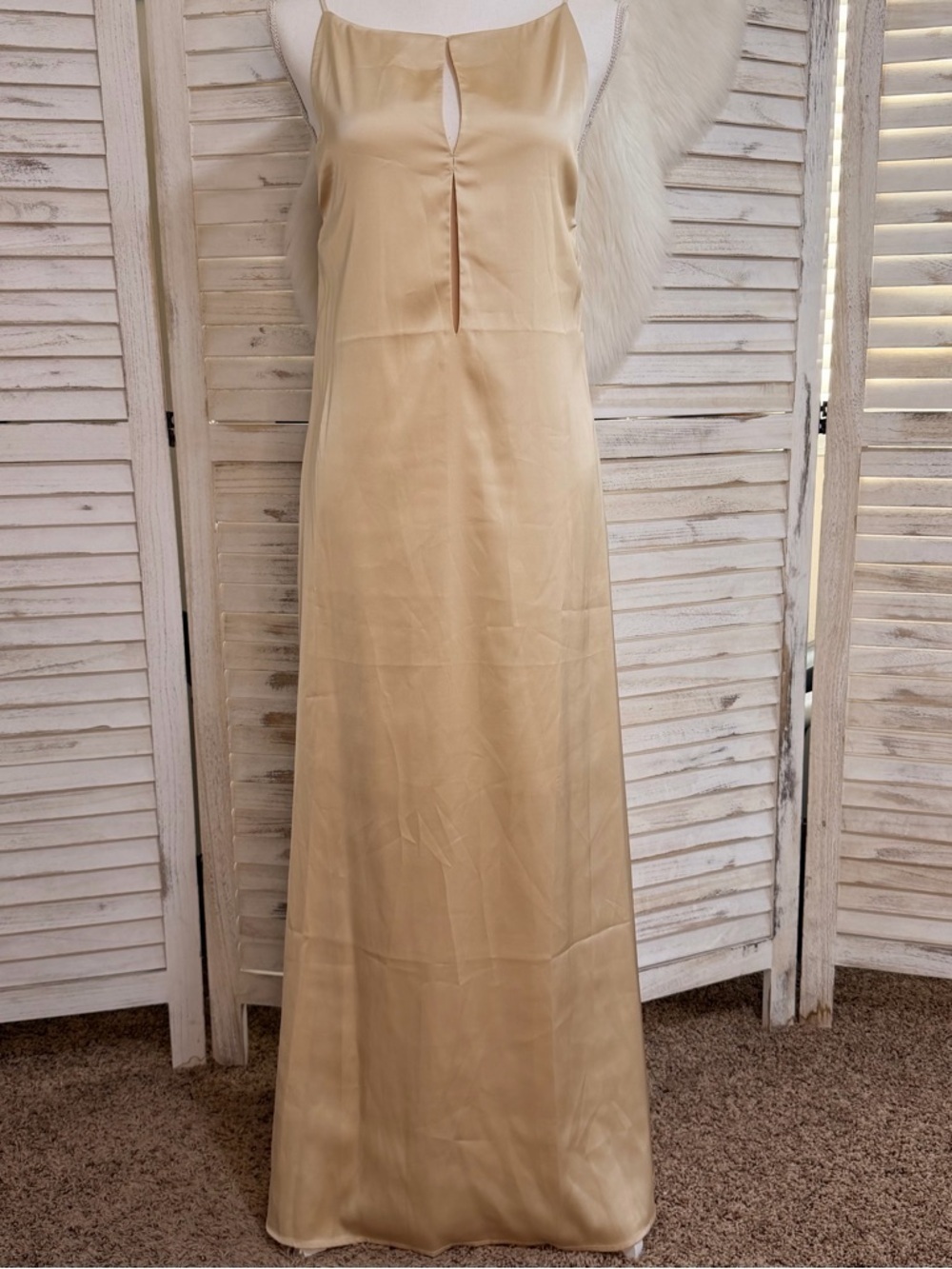 Commense Champagne Maxi Slip Dress